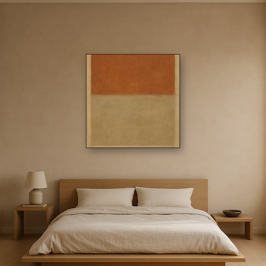 Terracotta & Greige Earth Bands No. 6 - Modern Fine Art Oil Painting - View 3