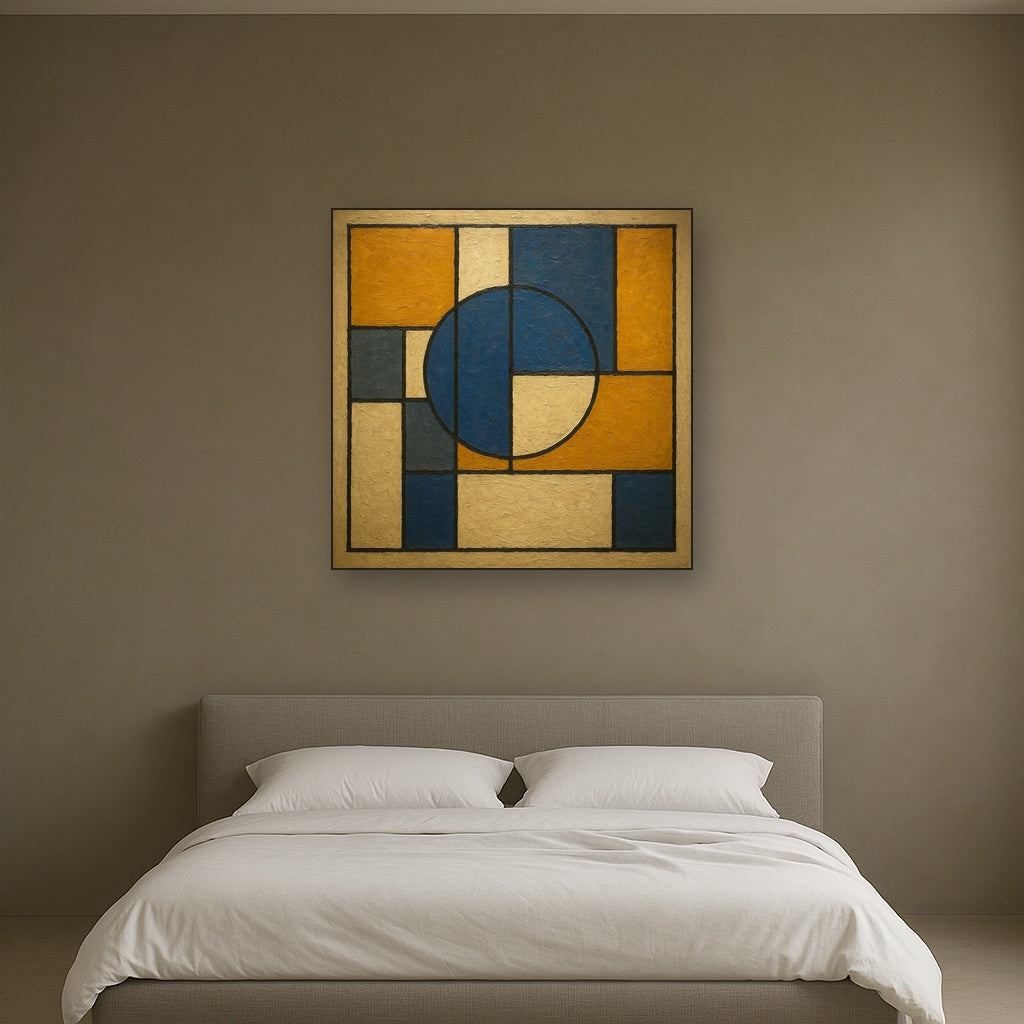 Bauhaus Geometric Balance No. 1 No. 4 Oil Painting - Styled in Master Bedroom