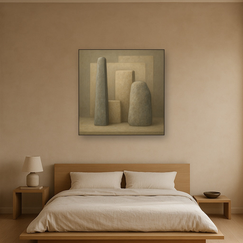 Driftwood Grey & Weathered Stone Monolith No. 7 Oil Painting - View 3