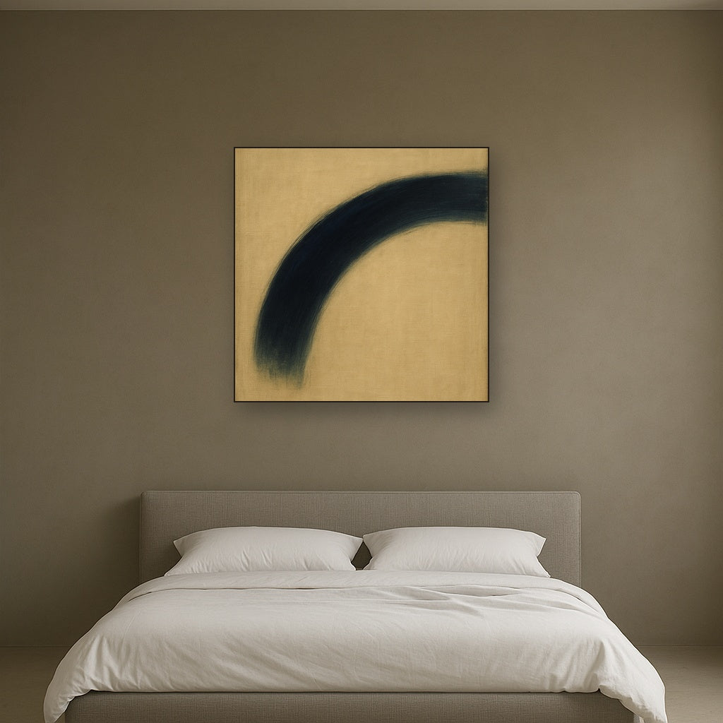 Navy Indigo & Warm Sand Sweep No. 2 - Modern Fine Art Oil Painting - View 3