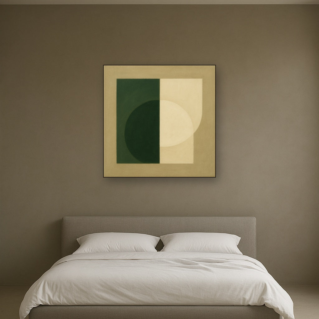 Forest Emerald & Chalk Interlock No. 6 - Modern Fine Art Oil Painting - View 3