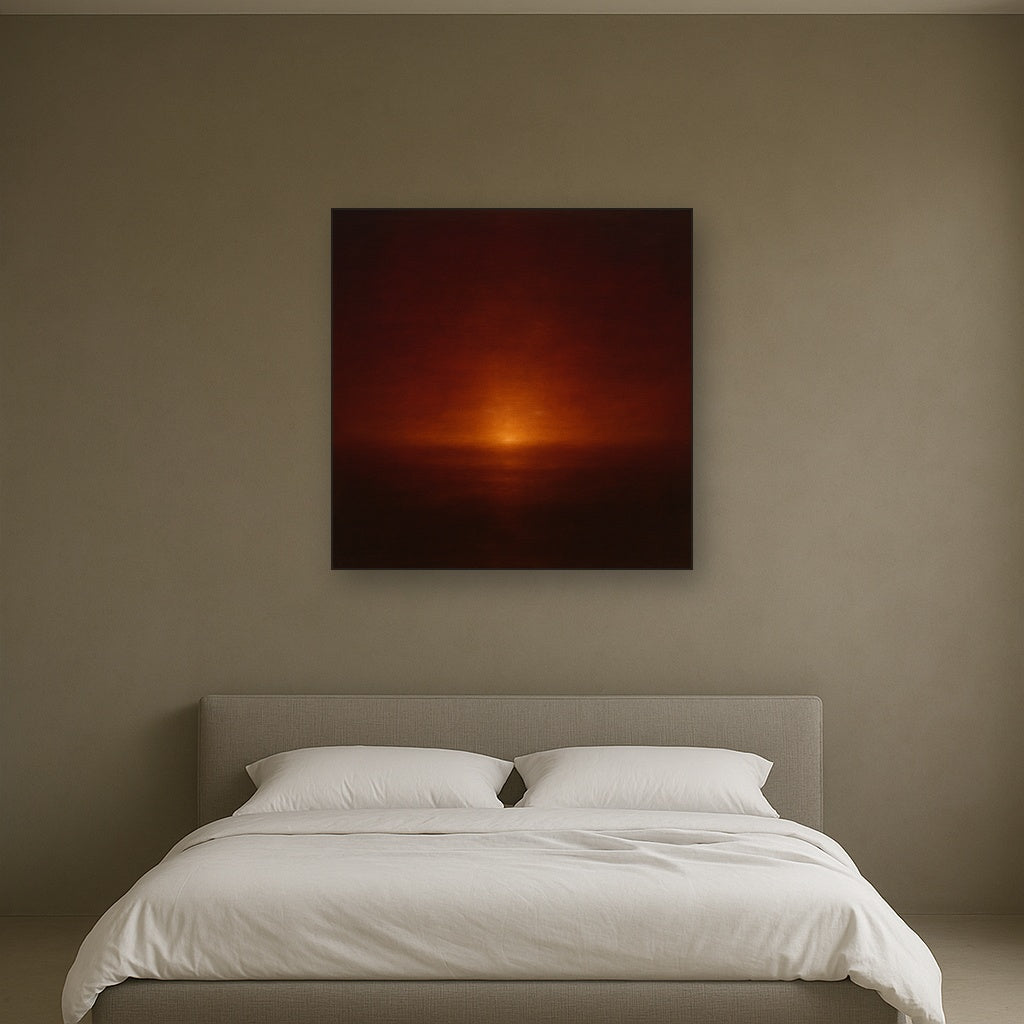 Deep Garnet & Amber Candlelight Horizon No. 17 Oil Painting - View 3