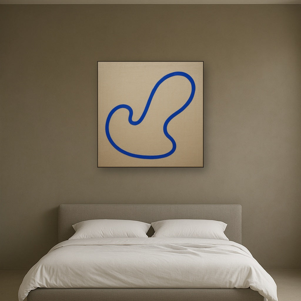 Cobalt Blue & Pale Oat Contour No. 8 - Modern Fine Art Oil Painting - View 3