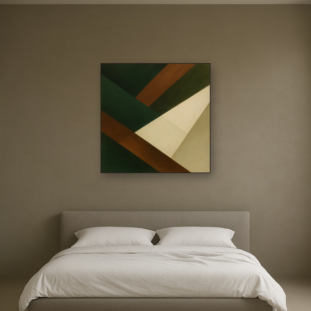 Kinetic Diagonal Planes in Forest & Alabaster No. 4 Fine Art Oil Painting - View 3
