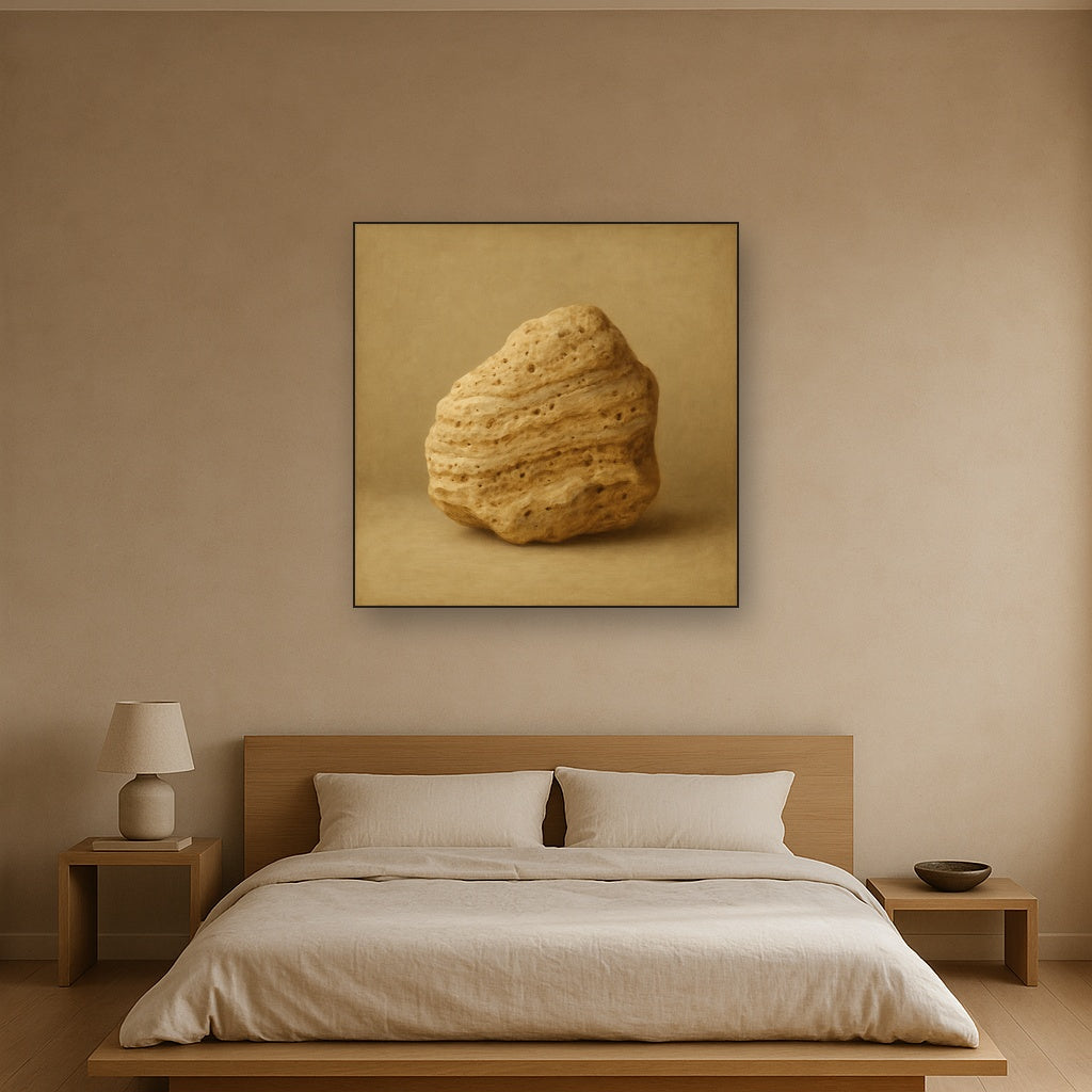 Zen Stone & Warm Grey Void No. 5 - Modern Fine Art Oil Painting - View 3