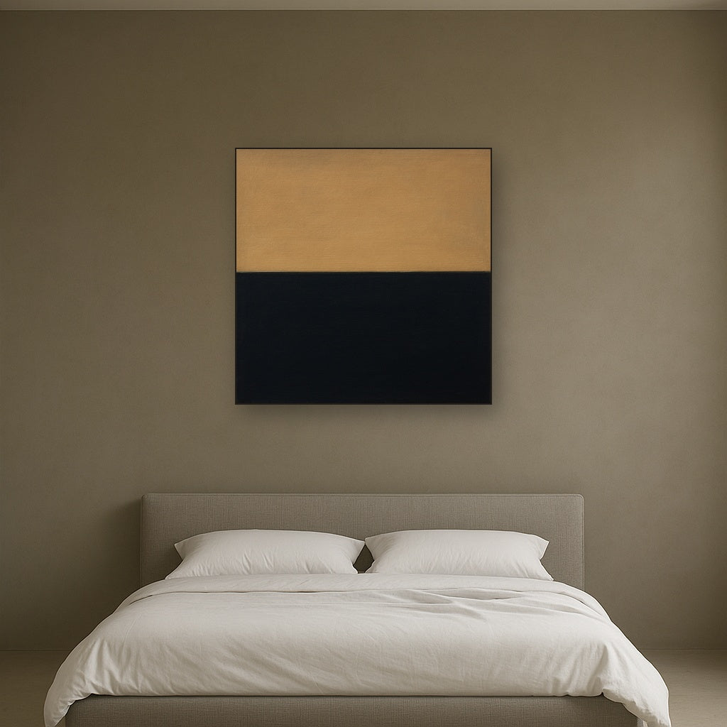 Onyx & Warm Biscuit Horizon No. 9 - Modern Fine Art Oil Painting - View 3