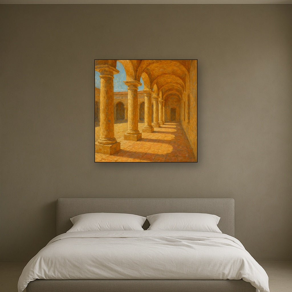 Mediterranean Colonnade at Noon Oil Painting - View 3