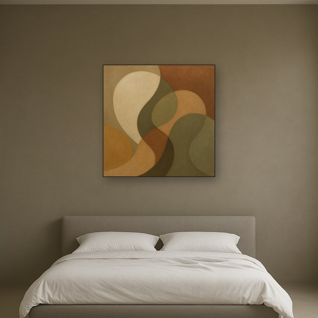 Organic Curved Shapes in Neutral Earth Pigments No. 7 Fine Art Oil Painting - View 3