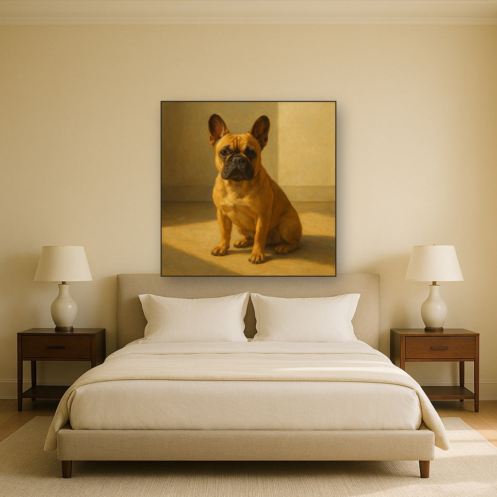 French Bulldog in Sunlit Minimalist Studio No. 14 Fine Art Oil Painting - View 3