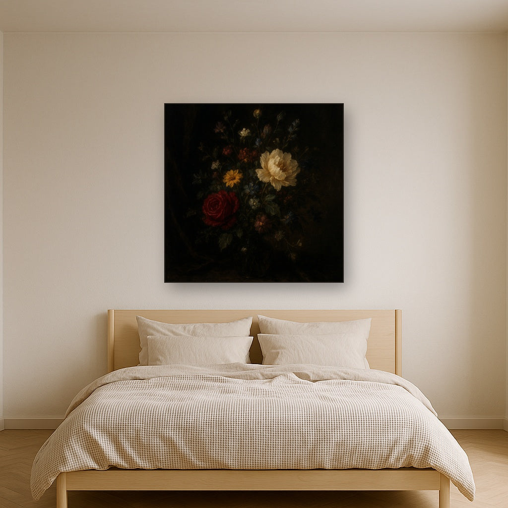 Moody Dutch Master Dark Floral Still Life No. 13 Fine Art Oil Painting - View 3