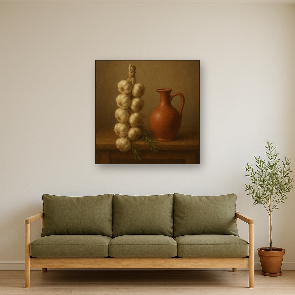 Tuscan Garlic Braid & Terracotta Cruet No. 3 Oil Painting - View 3