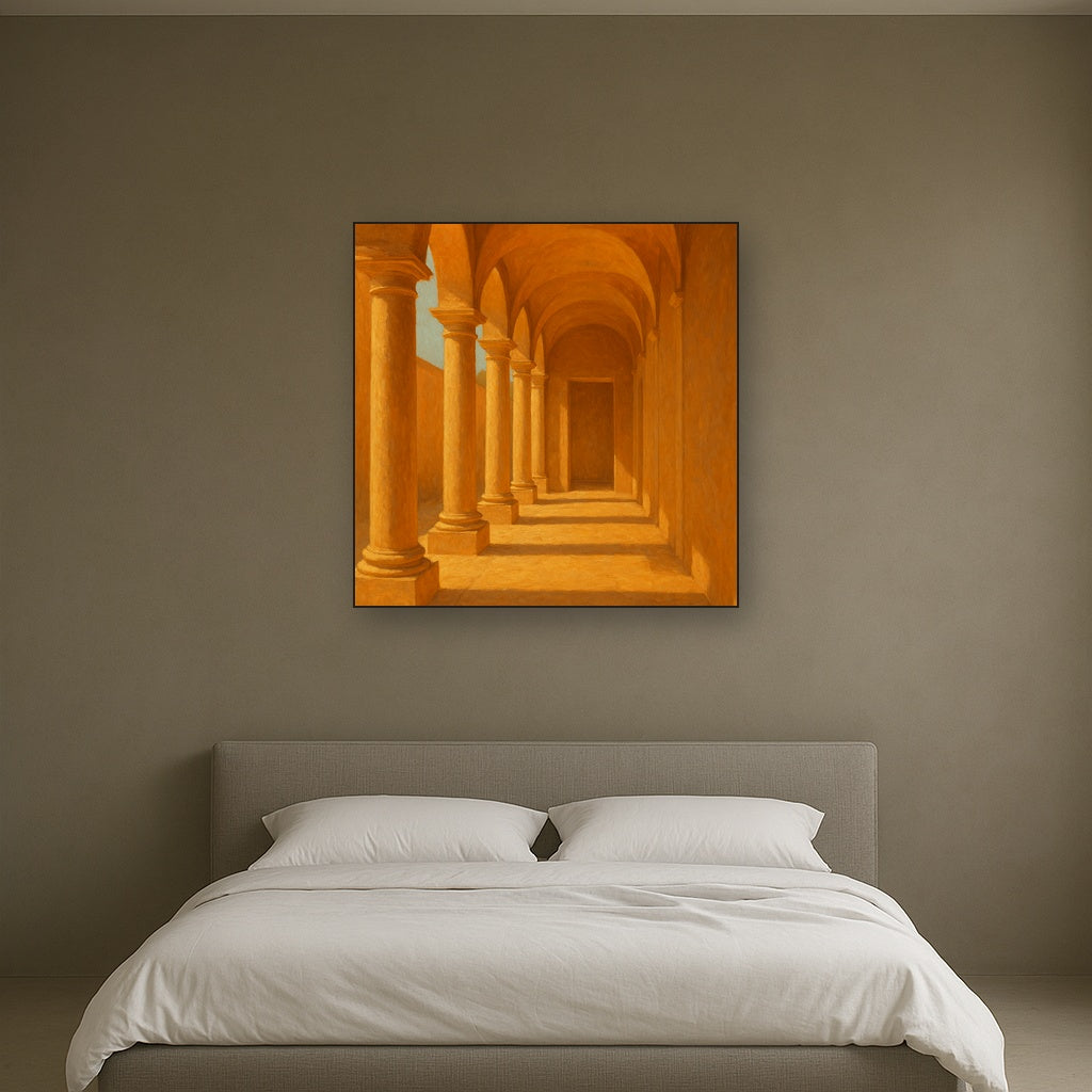 Minimalist Colonnade in Terracotta Oil Painting - View 3