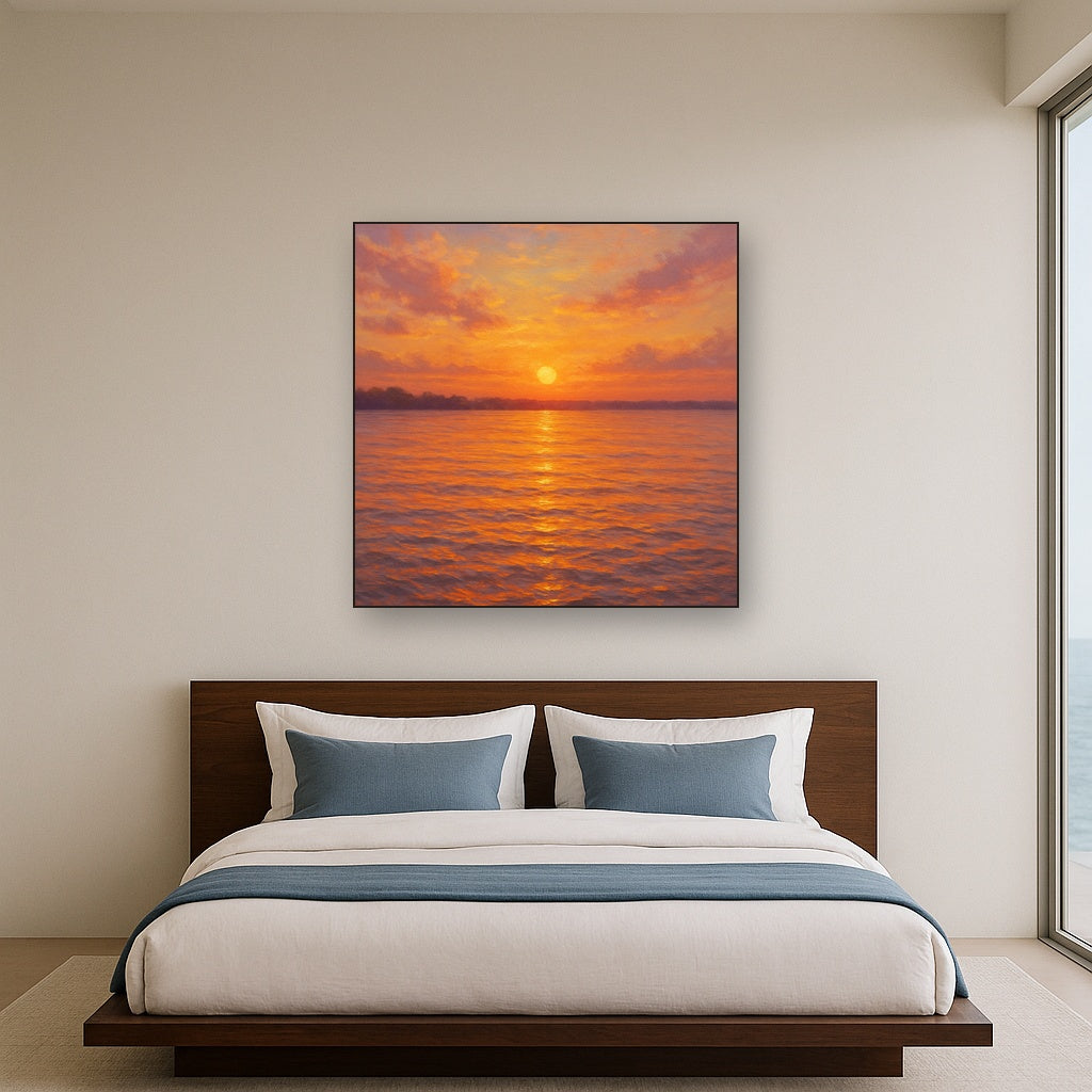 Sunset Glow on Warm Tidal Basin Waters No. 10 Fine Art Oil Painting - View 3