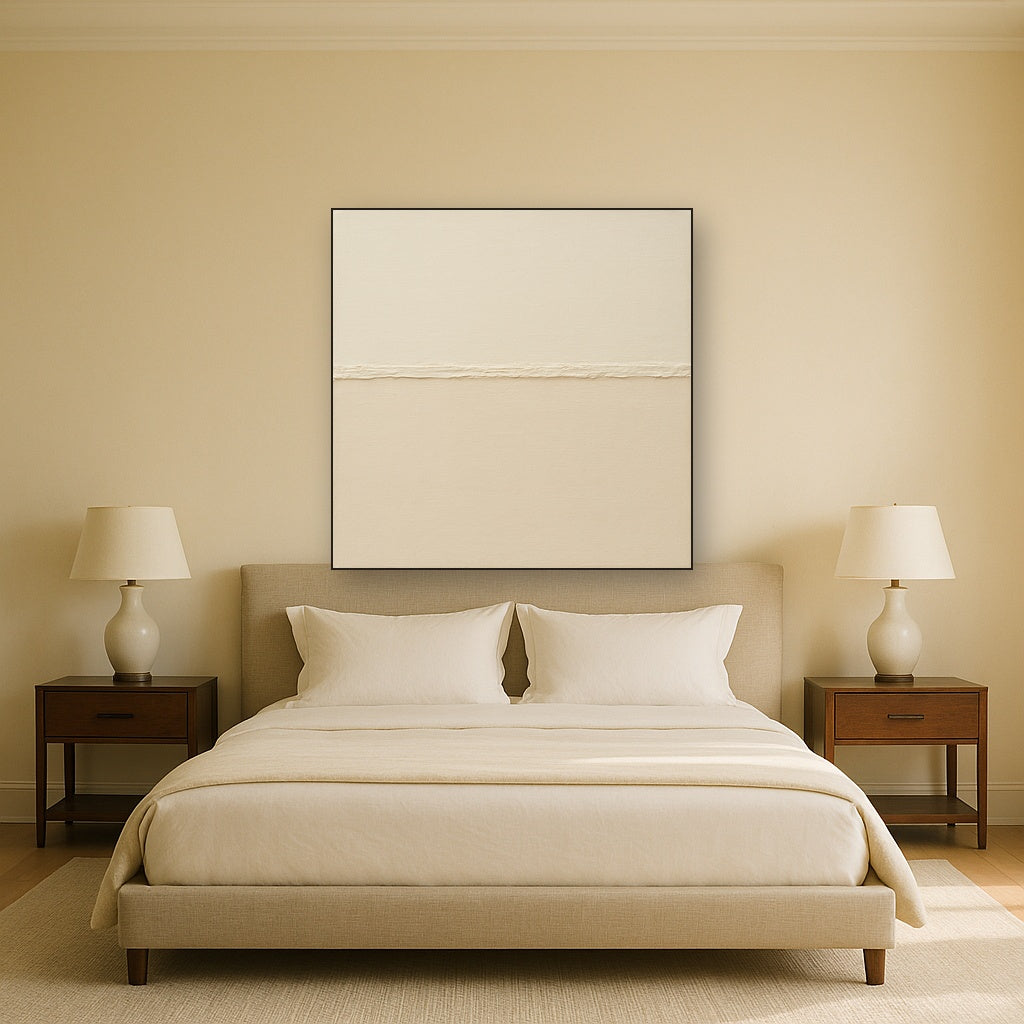 Minimalist White Horizon Band No. 7 - Modern Fine Art Oil Painting - View 3