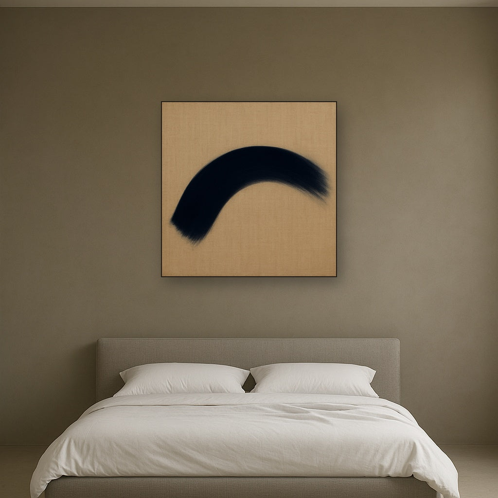 Navy Indigo & Warm Sand Sweep No. 2 - Modern Fine Art Oil Painting - View 3