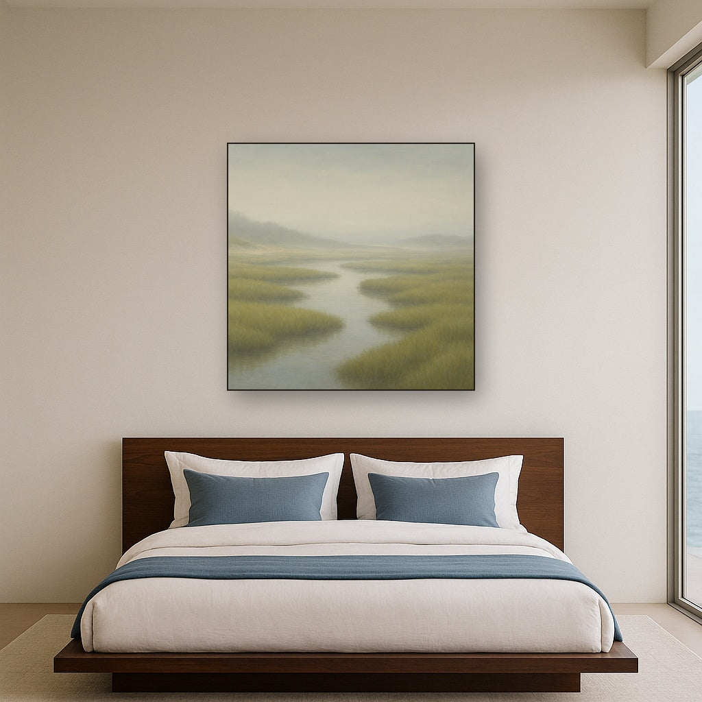Morning Fog over Cape Cod Tidal Marsh No. 15 Oil Painting - View 3