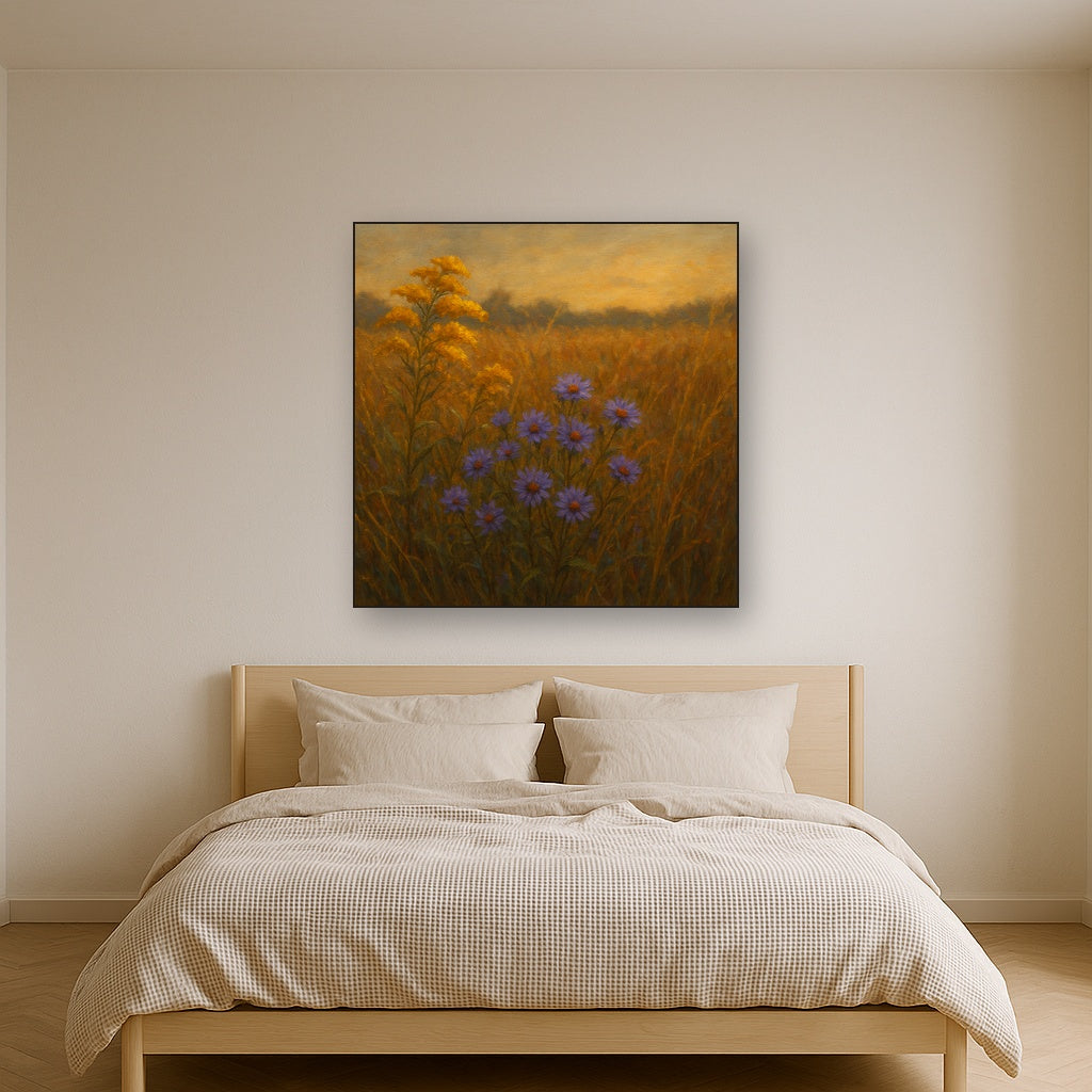 Goldenrod & Autumn Asters in Rustic Meadow No. 3 Fine Art Oil Painting - View 3