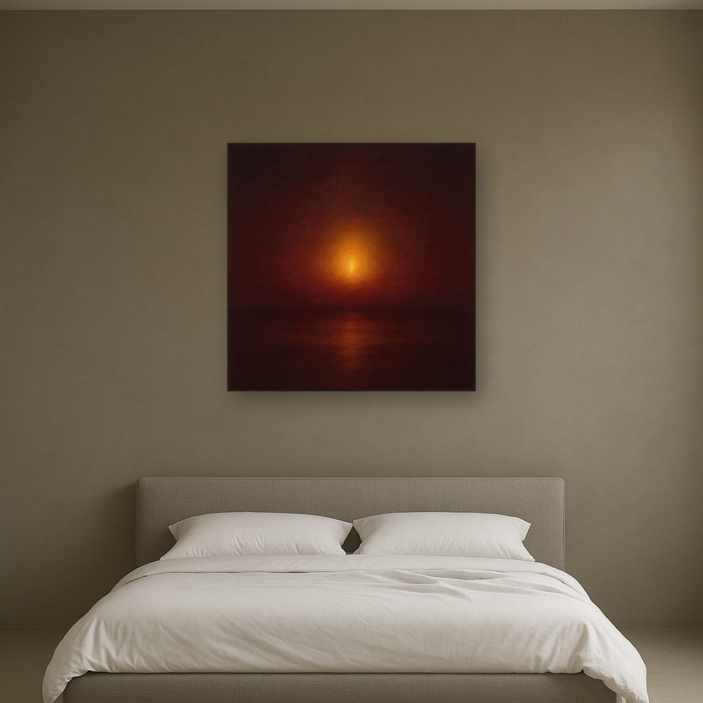 Deep Garnet & Amber Candlelight Horizon No. 10 Oil Painting - View 3