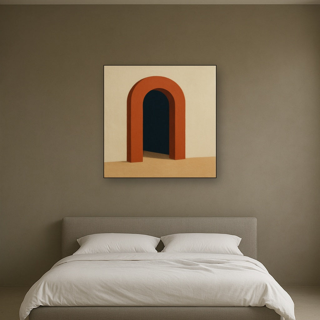Terracotta Clay & Cream Arch No. 4 - Modern Fine Art Oil Painting - View 3