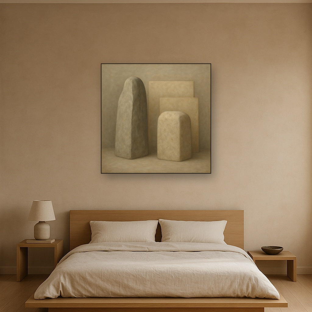 Driftwood Grey & Weathered Stone Monolith No. 27 Oil Painting - View 3