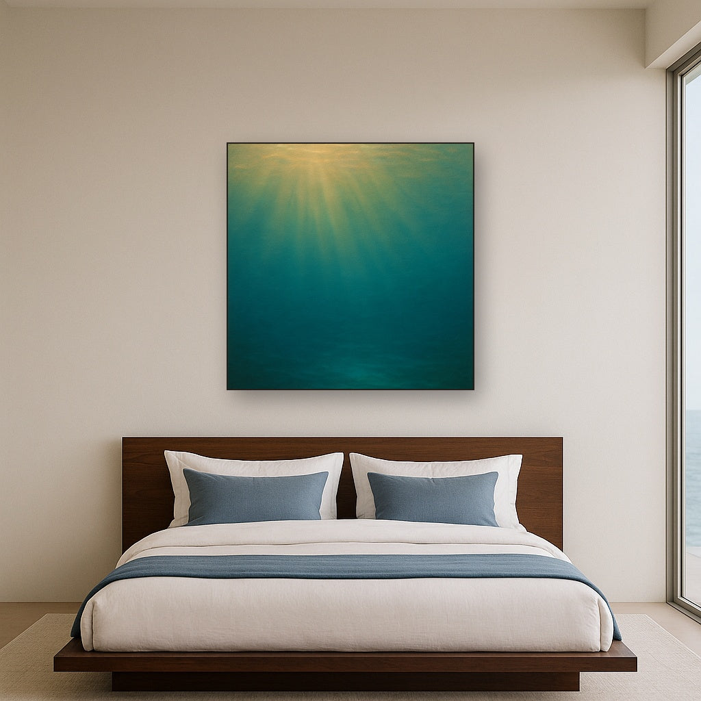 Minimalist Aquamarine Reef Void No. 10 - Modern Fine Art Oil Painting - View 3