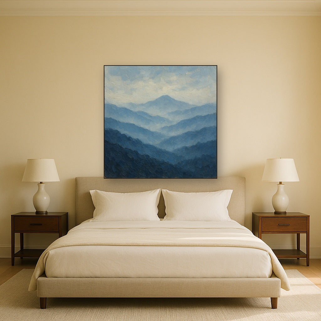 Misty Blue Ridge Mountains Landscape Oil Painting - View 3