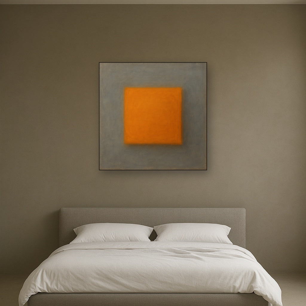 Cadmium Amber & Slate Grey Block No. 10 - Modern Fine Art Oil Painting - View 3