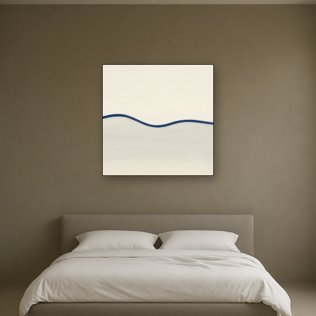Minimalist Continuous Line Horizon in Deep Indigo No. 14 Fine Art Oil Painting - View 3