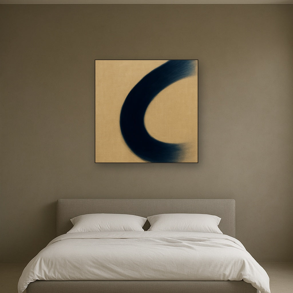 Navy Indigo & Warm Sand Sweep No. 2 - Modern Fine Art Oil Painting - View 3