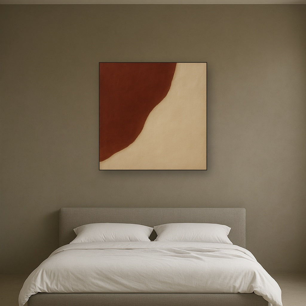 Burnt Umber & Greige Duet No. 7 - Modern Fine Art Oil Painting - View 3