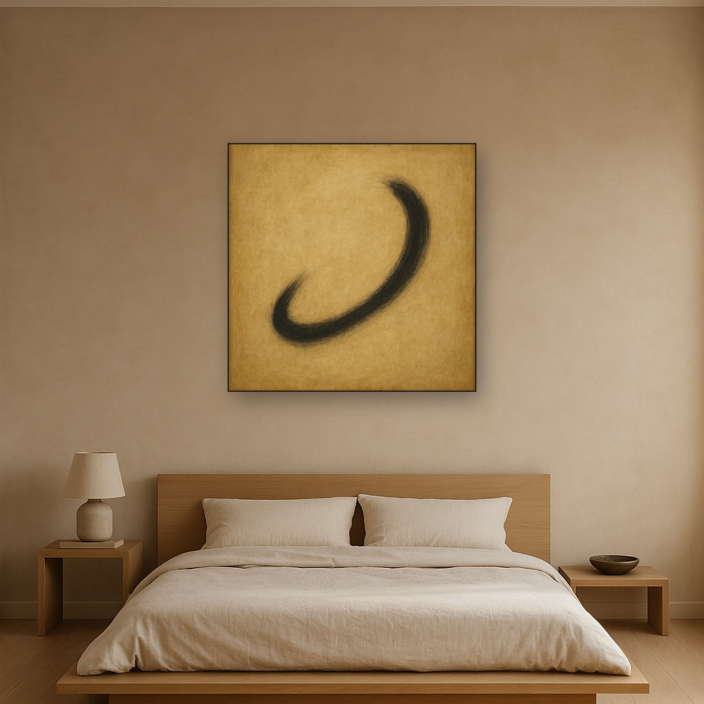 Aged Rice Paper & Charcoal Calligraphic Balance No. 29 Oil Painting - View 3