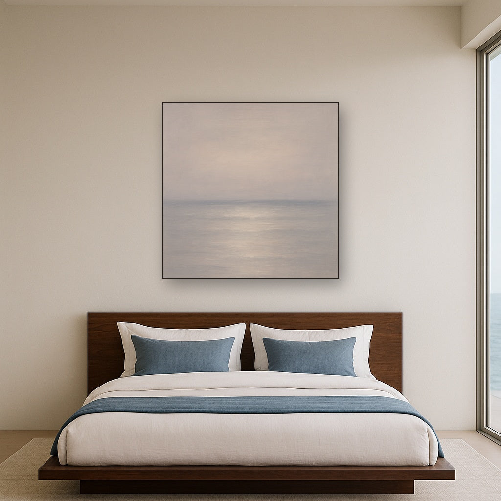 Monochrome Ocean Silence No. 5 - Modern Fine Art Oil Painting - View 3