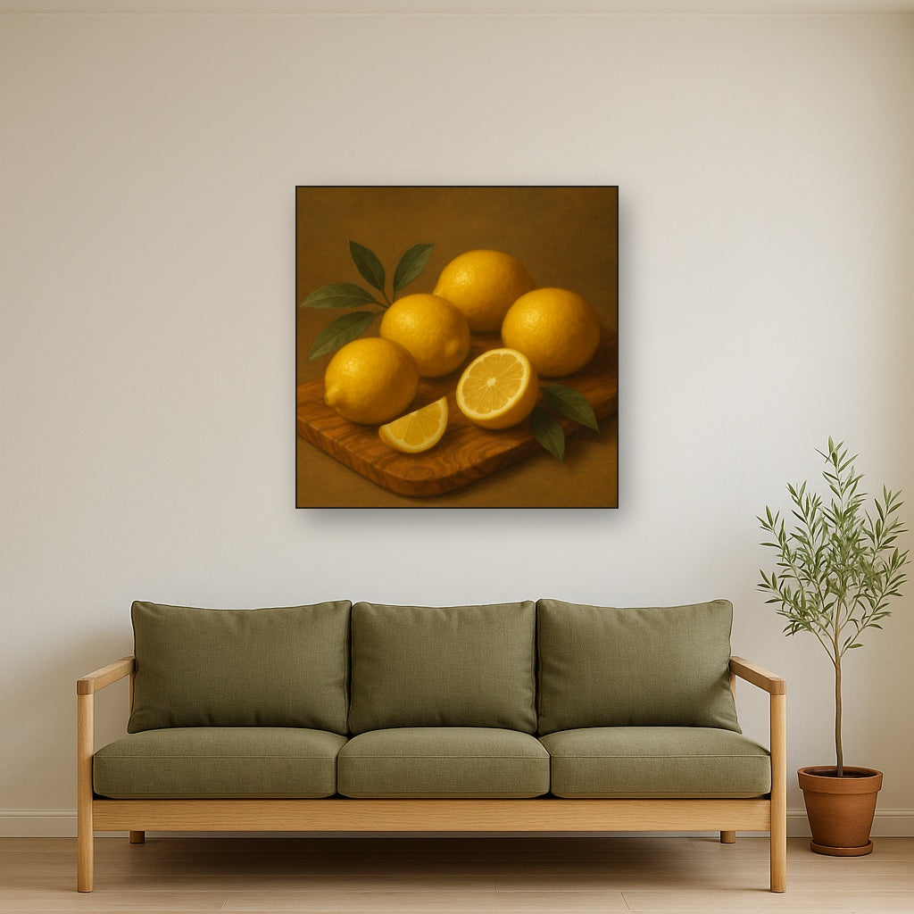 Meyer Lemons on Olive Wood Board No. 6 Oil Painting - View 3
