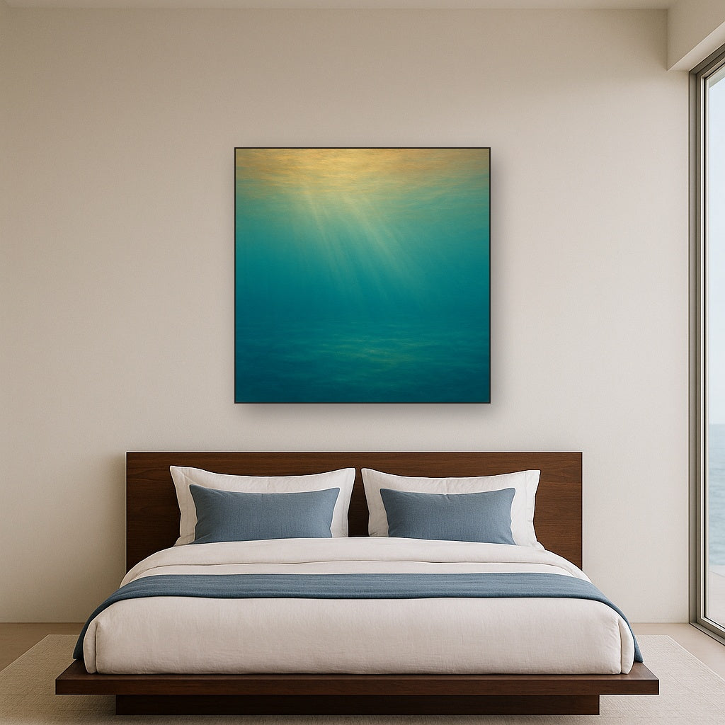 Minimalist Aquamarine Reef Void No. 10 - Modern Fine Art Oil Painting - View 3