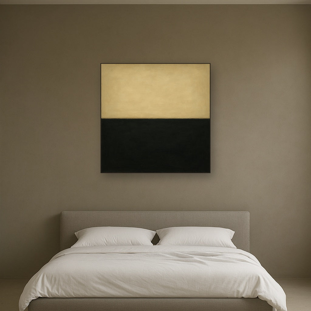 Onyx & Warm Biscuit Horizon No. 9 - Modern Fine Art Oil Painting - View 3