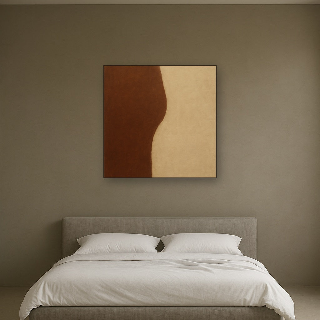 Burnt Umber & Greige Duet No. 7 - Modern Fine Art Oil Painting - View 3