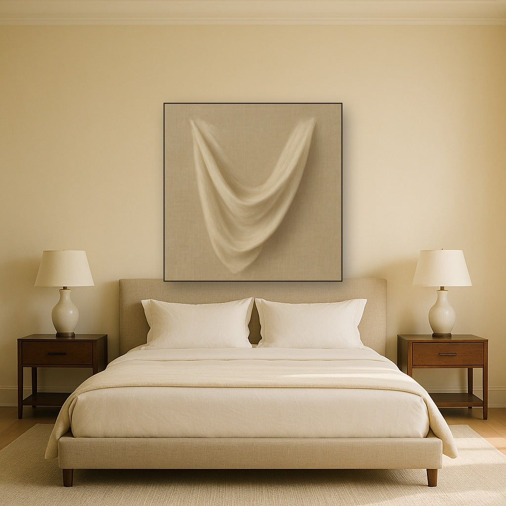 Alabaster Linen Texture Fold No. 4 - Modern Fine Art Oil Painting - View 3