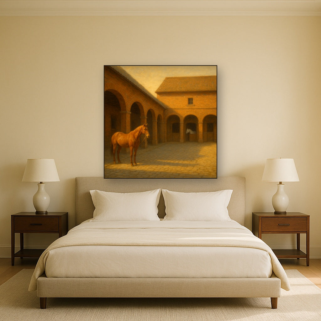 Equestrian Stable Courtyard in Late Afternoon No. 16 Oil Painting - View 3