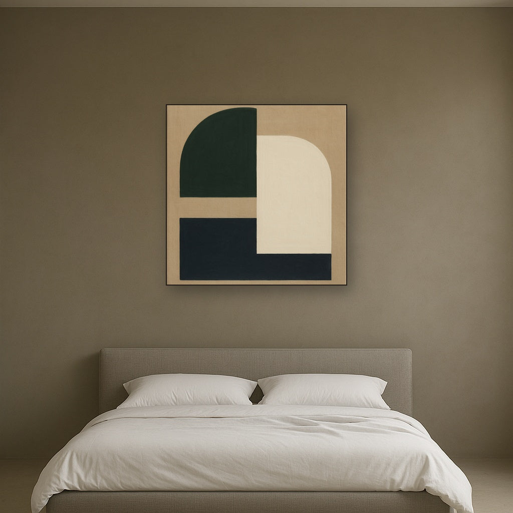 Forest Emerald & Chalk Interlock No. 6 - Modern Fine Art Oil Painting - View 3