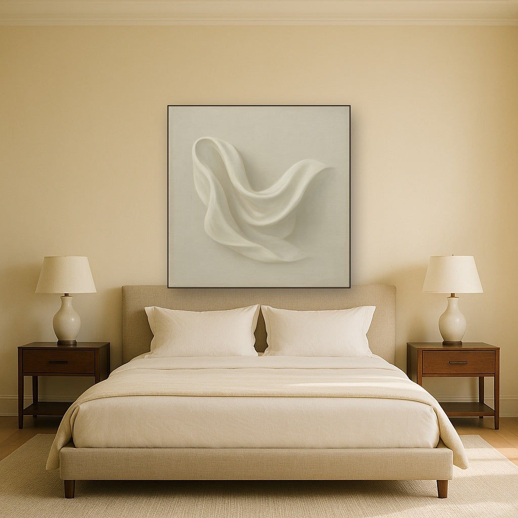 Alabaster Linen Texture Fold No. 4 - Modern Fine Art Oil Painting - View 3