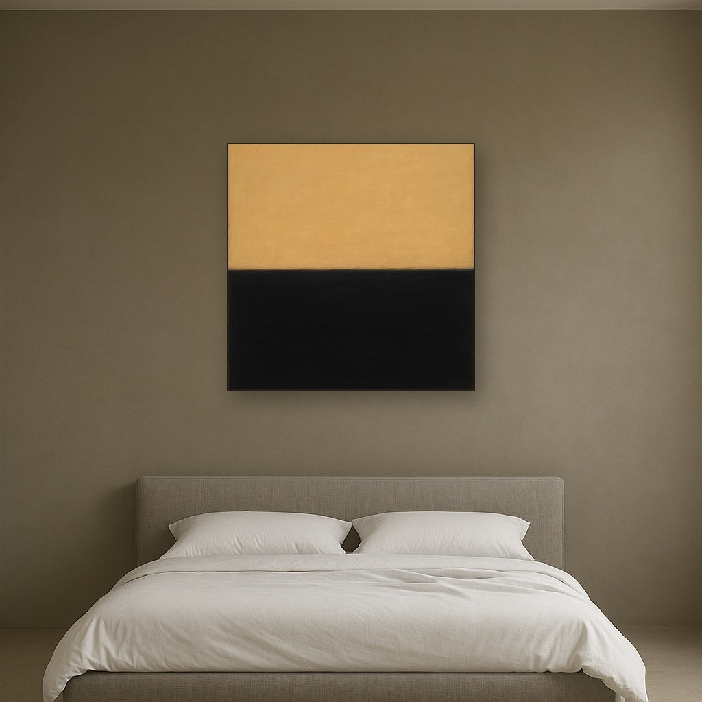 Onyx & Warm Biscuit Horizon No. 9 - Modern Fine Art Oil Painting - View 3