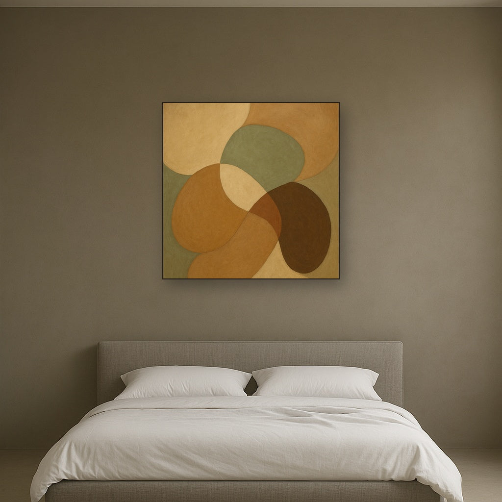 Organic Curved Shapes in Neutral Earth Pigments Fine Art Oil Painting - View 3