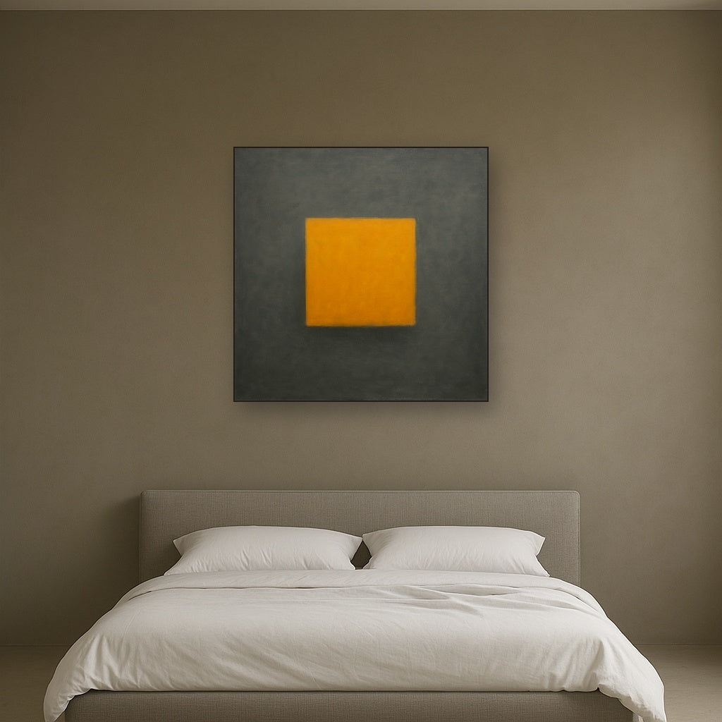 Cadmium Amber & Slate Grey Block No. 10 - Modern Fine Art Oil Painting - View 3