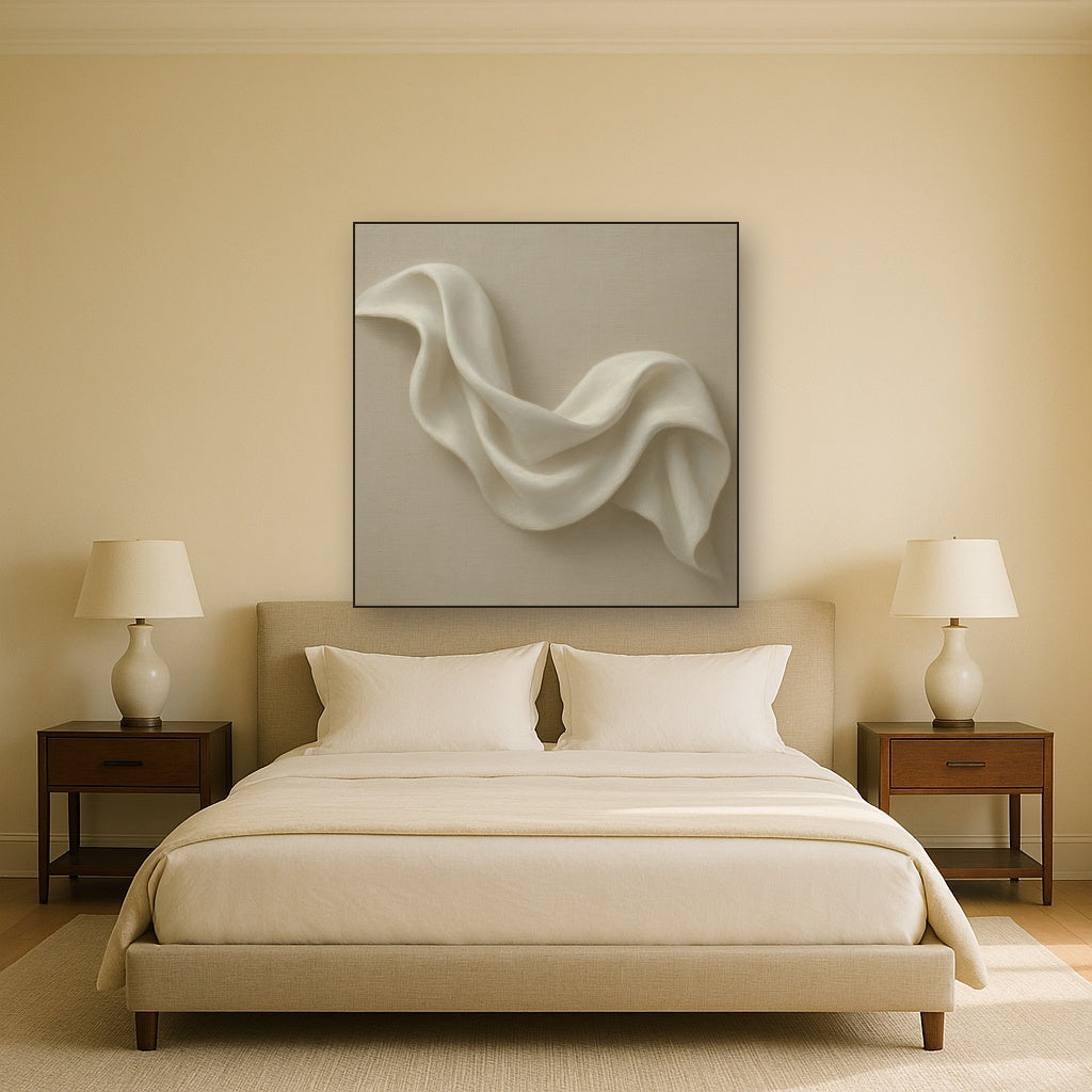Alabaster Linen Texture Fold No. 4 - Modern Fine Art Oil Painting - View 3