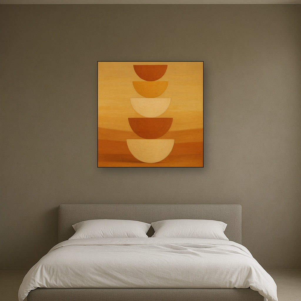 Stacked Semicircle Totem in Desert Warmth No. 10 Fine Art Oil Painting - View 3