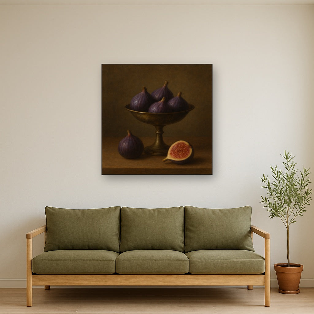 Ripe Figs & Bronze Compote Still Life No. 10 Oil Painting - View 3
