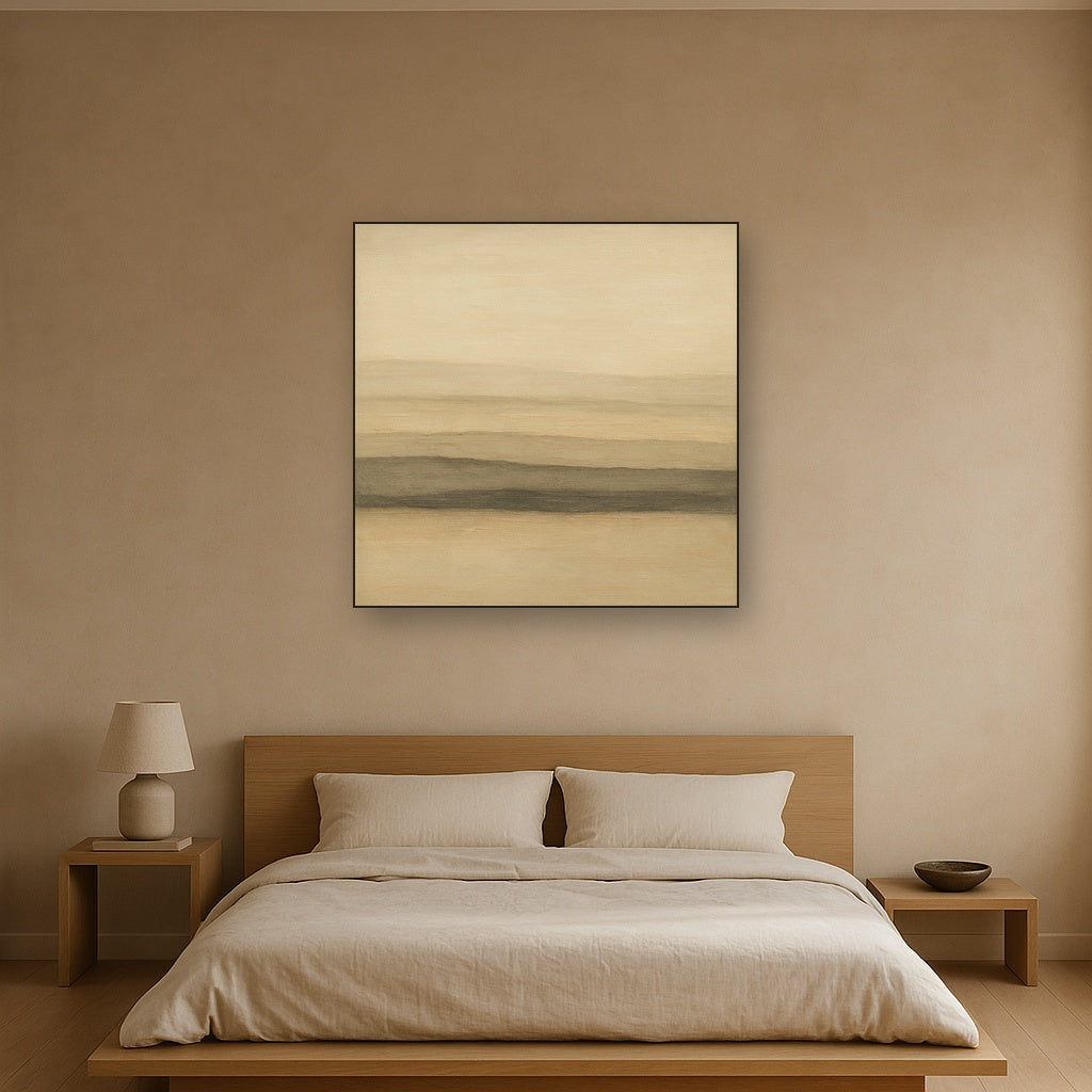 Raw Limestone Horizon & Washed Linen No. 28 Oil Painting - View 3