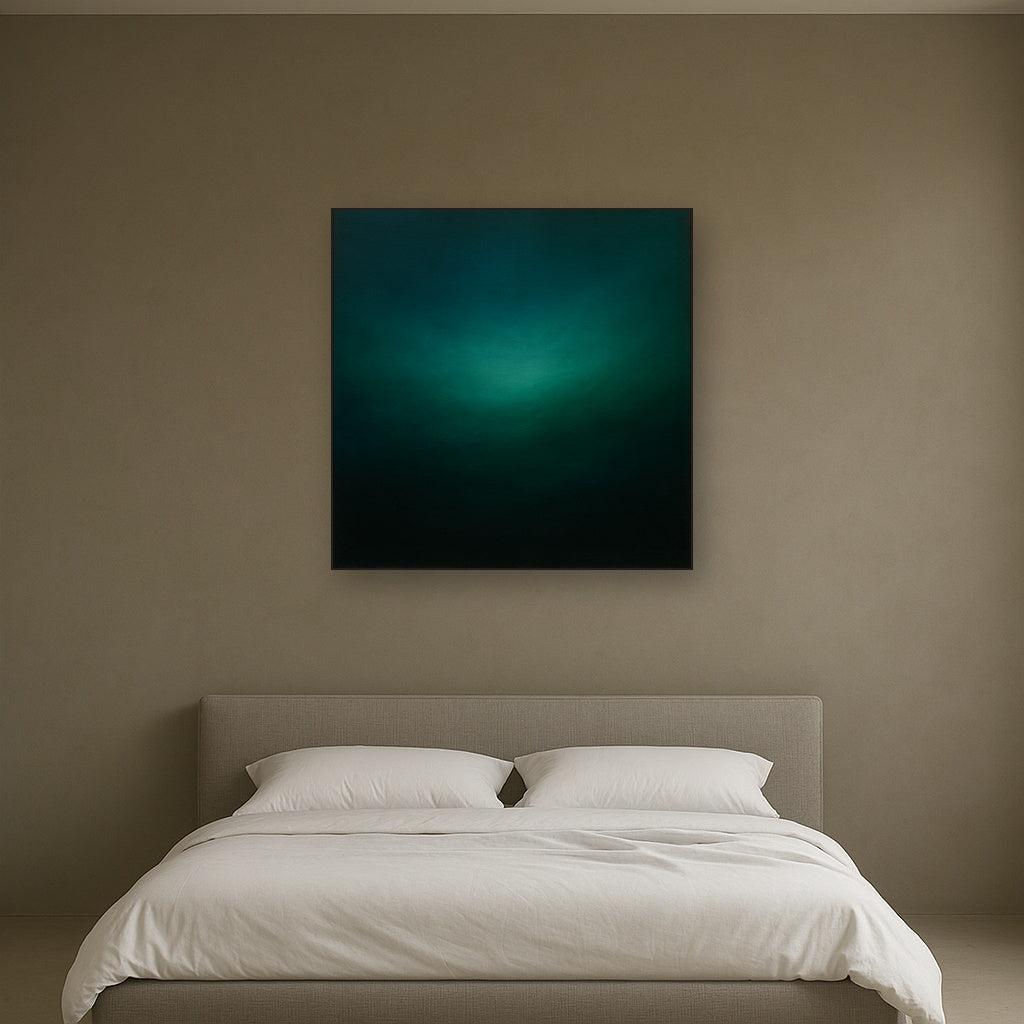 Midnight Teal & Deep Malachite Gradient No. 9 Oil Painting - View 3