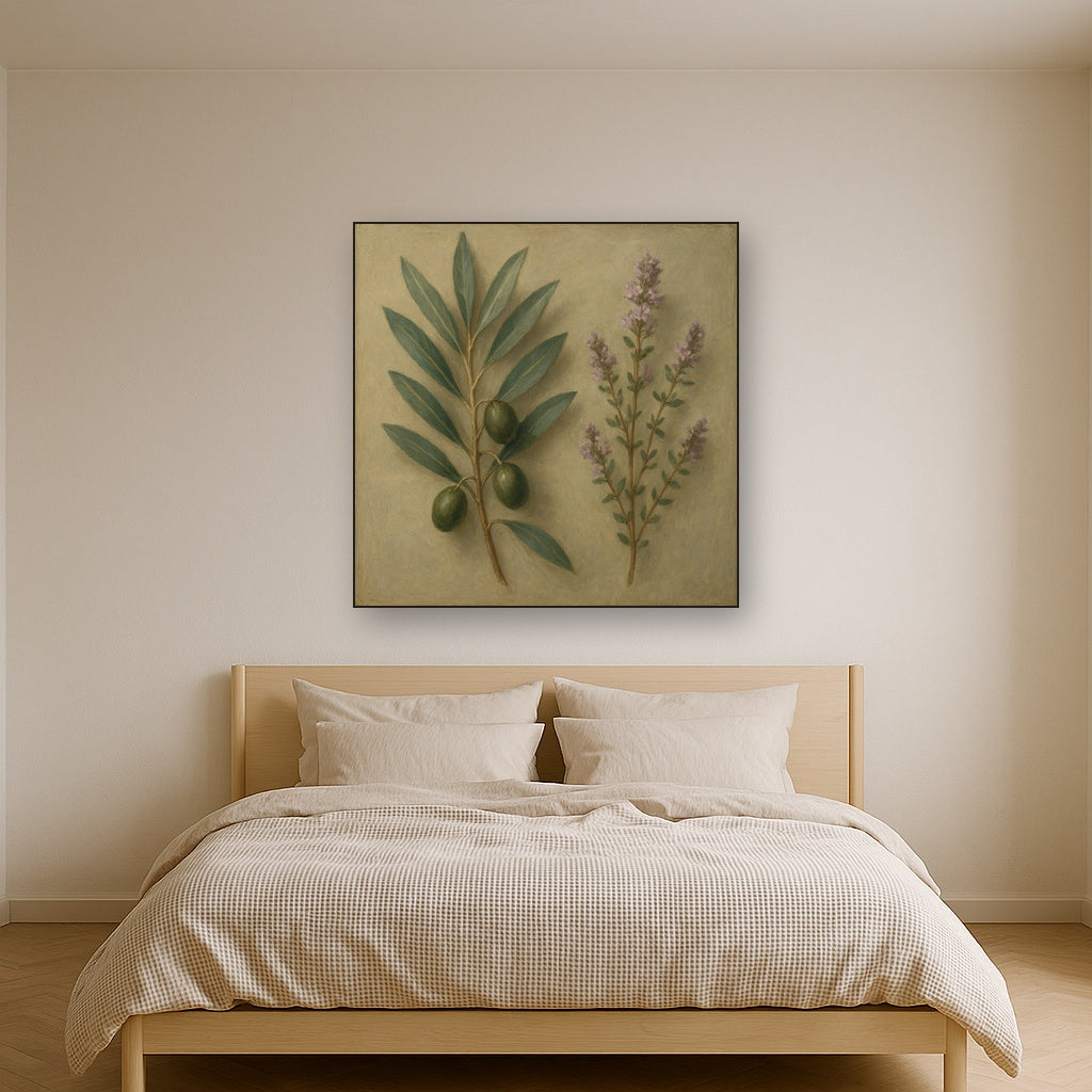 Olive Branches & Wild Thyme Botanical Study No. 11 Fine Art Oil Painting - View 3