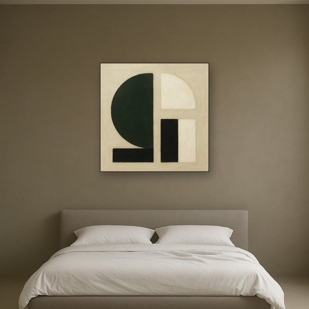 Forest Emerald & Chalk Interlock No. 6 - Modern Fine Art Oil Painting - View 3